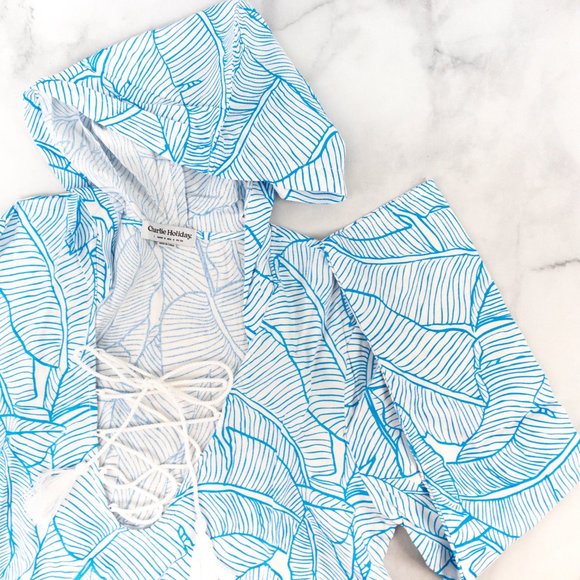 Blue Tropical Print Swim Coverup - Picture 5 of 10